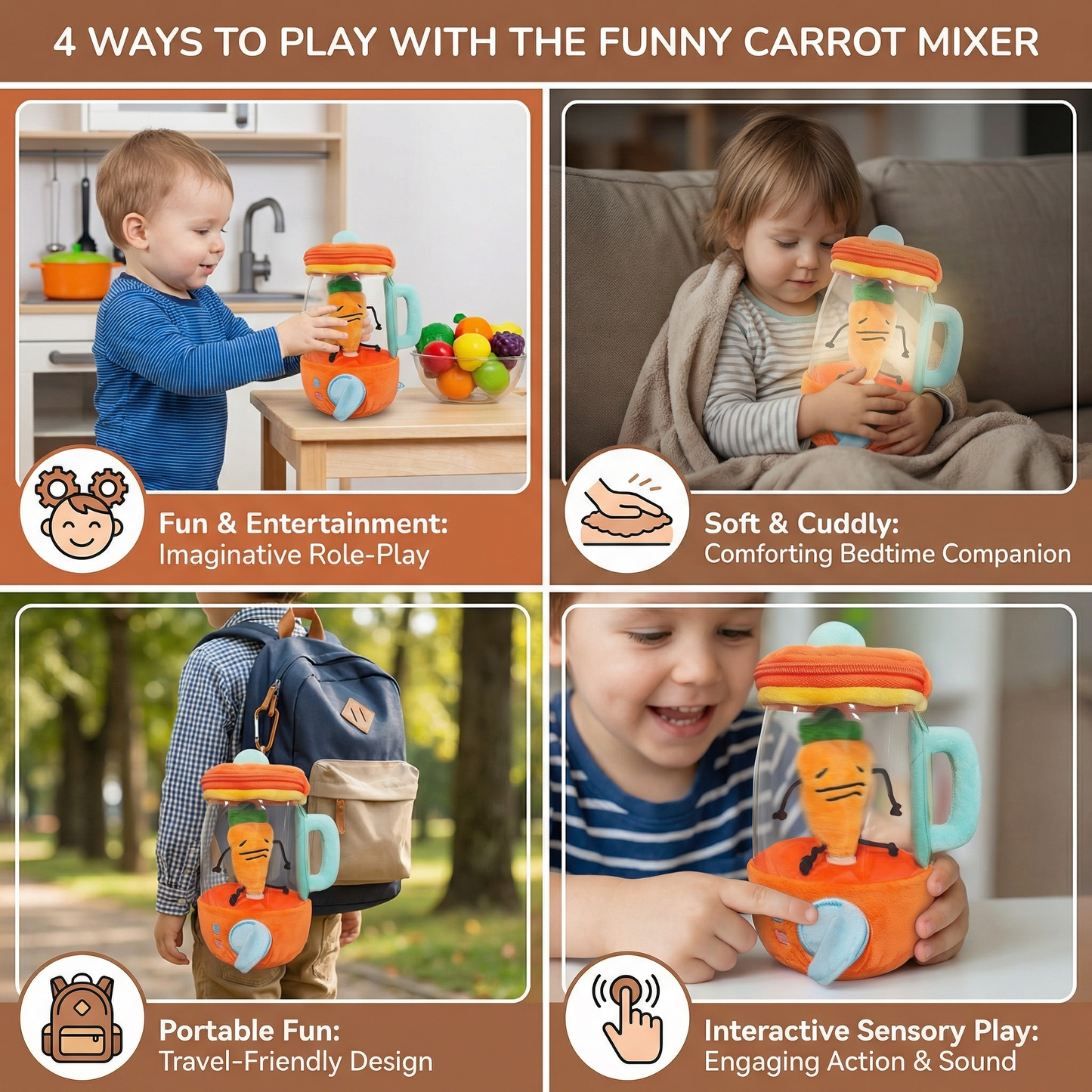 Funny Carrot Mixer Kids Plush Toy