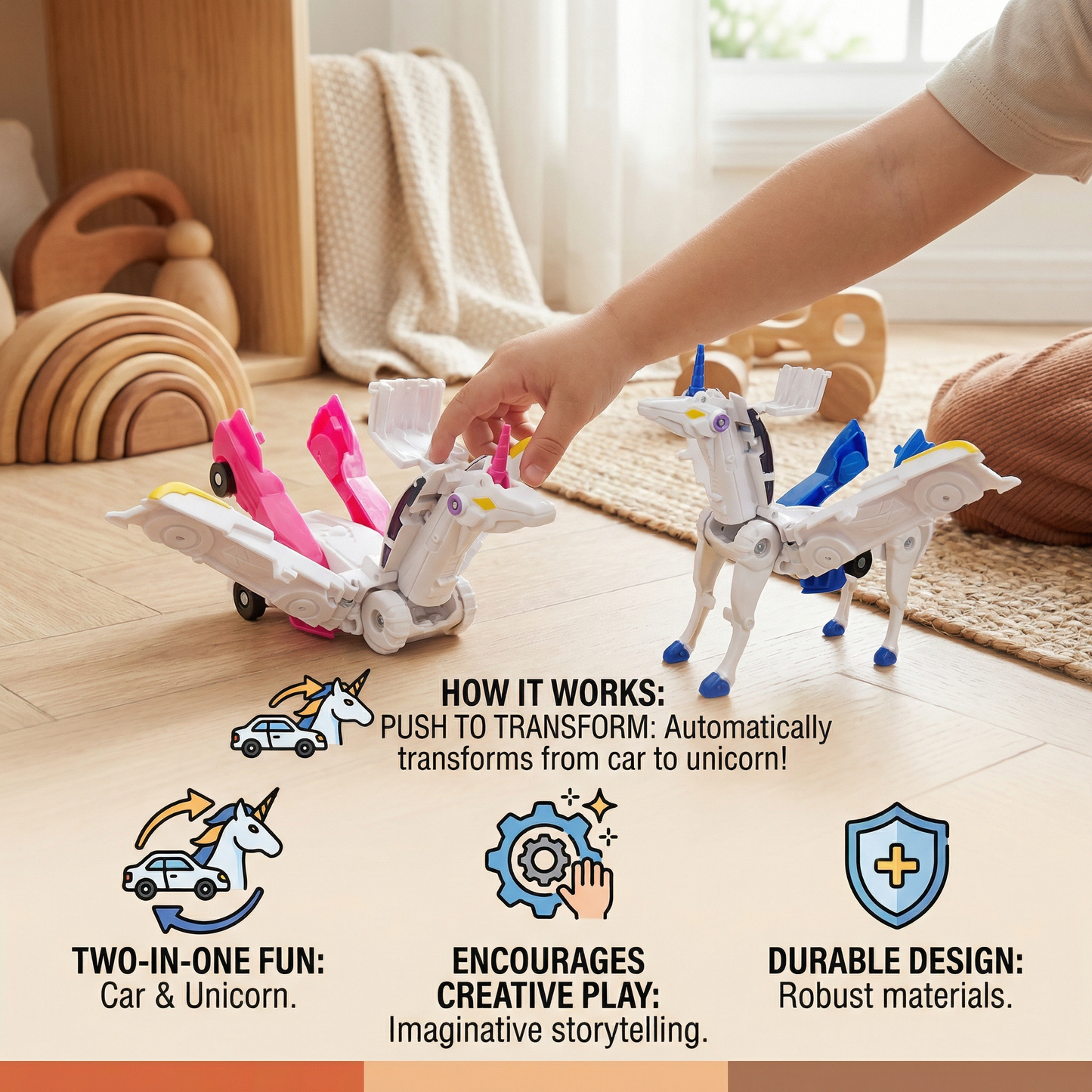 Transforming Unicorn Toy Cars