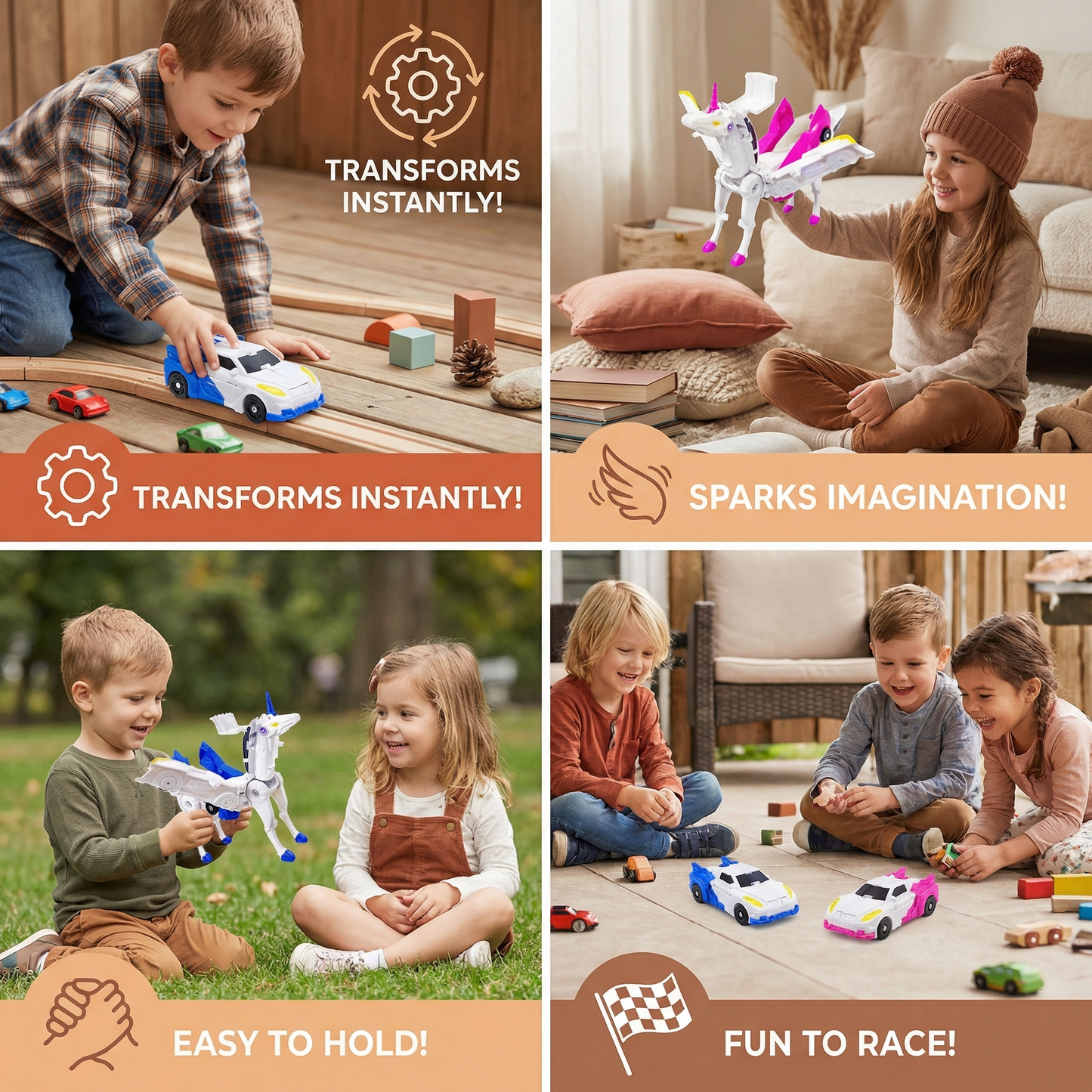 Transforming Unicorn Toy Cars