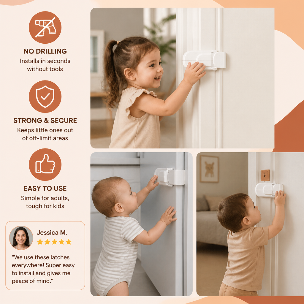 No-Drill Child Safety Door Lock