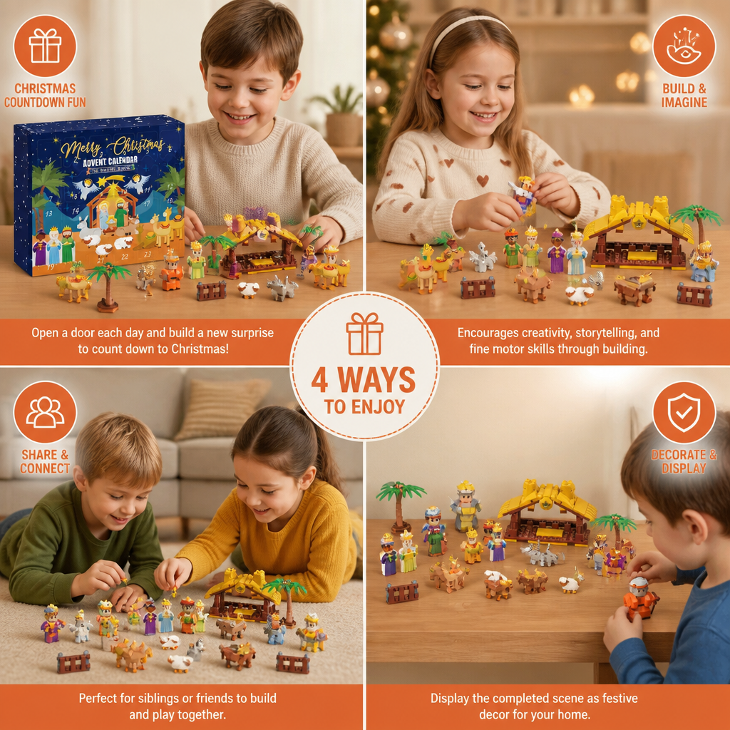 Christmas Nativity Building Blocks Advent Calendar for Kids