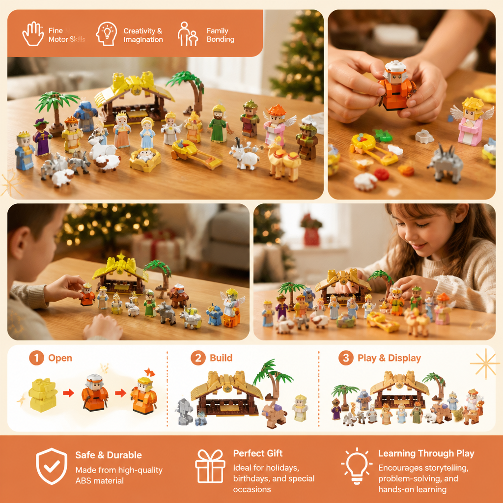 Christmas Nativity Building Blocks Advent Calendar for Kids