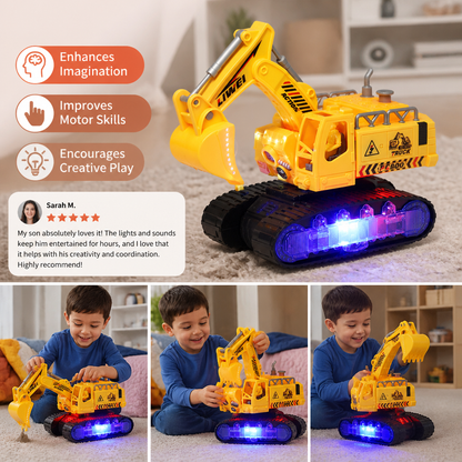 Electric Transforming Robot Excavator Toy with Lights & Sounds