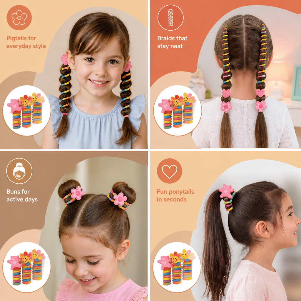 Cute Kids Spiral Hair Tie Set