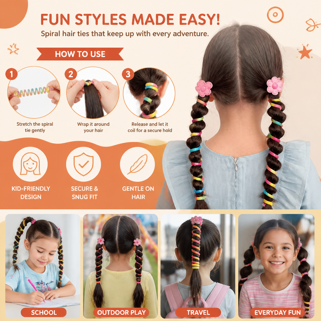 Cute Kids Spiral Hair Tie Set