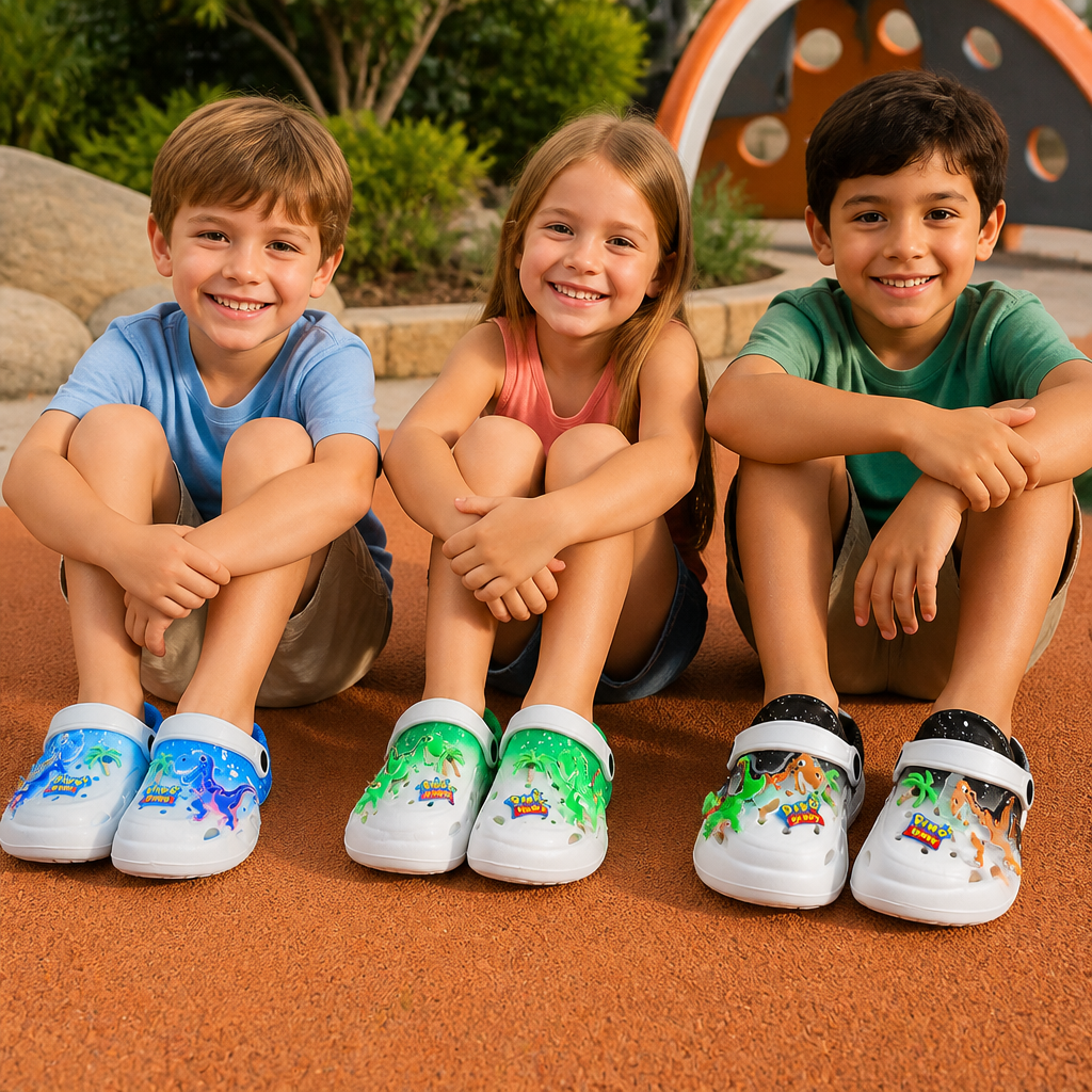 Kids’ LED Dinosaur Clogs – Light-Up Non-Slip Summer Garden & Beach Shoes