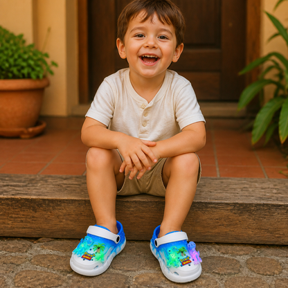 Kids’ LED Dinosaur Clogs – Light-Up Non-Slip Summer Garden & Beach Shoes