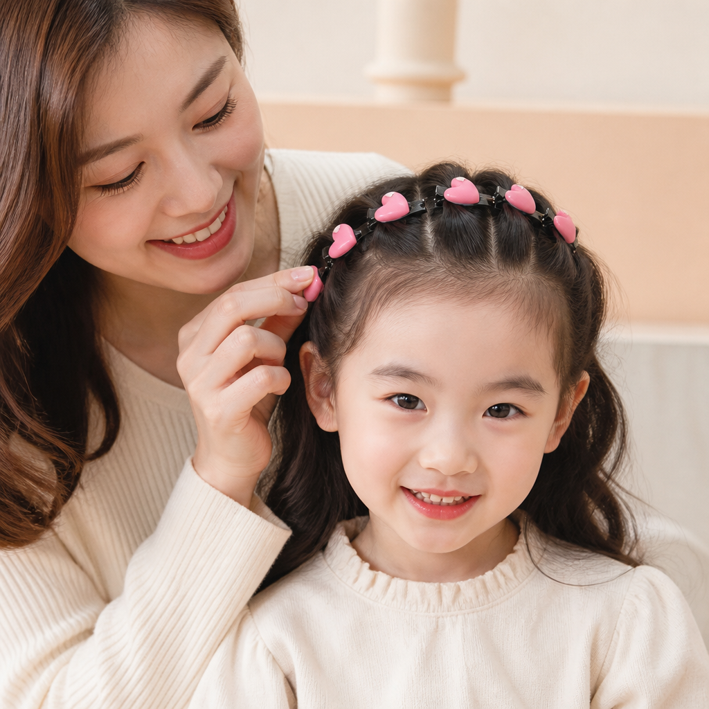 Cute Hair Clips & Bands for Girls with Flower, Strawberry & Rainbow Charms
