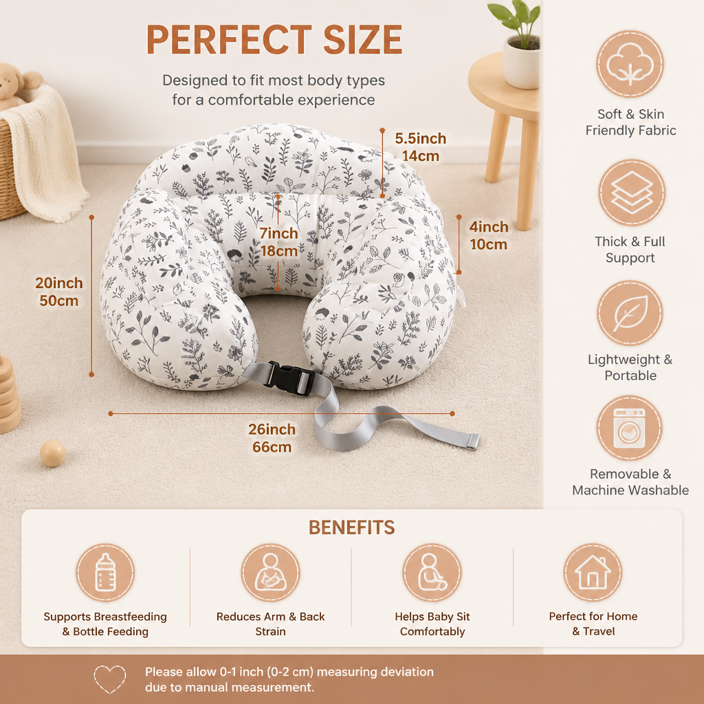 Multifunctional Nursing Pillow for Breastfeeding & Bottle Feeding with Removable Cover