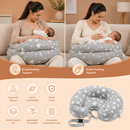 Multifunctional Nursing Pillow for Breastfeeding & Bottle Feeding with Removable Cover