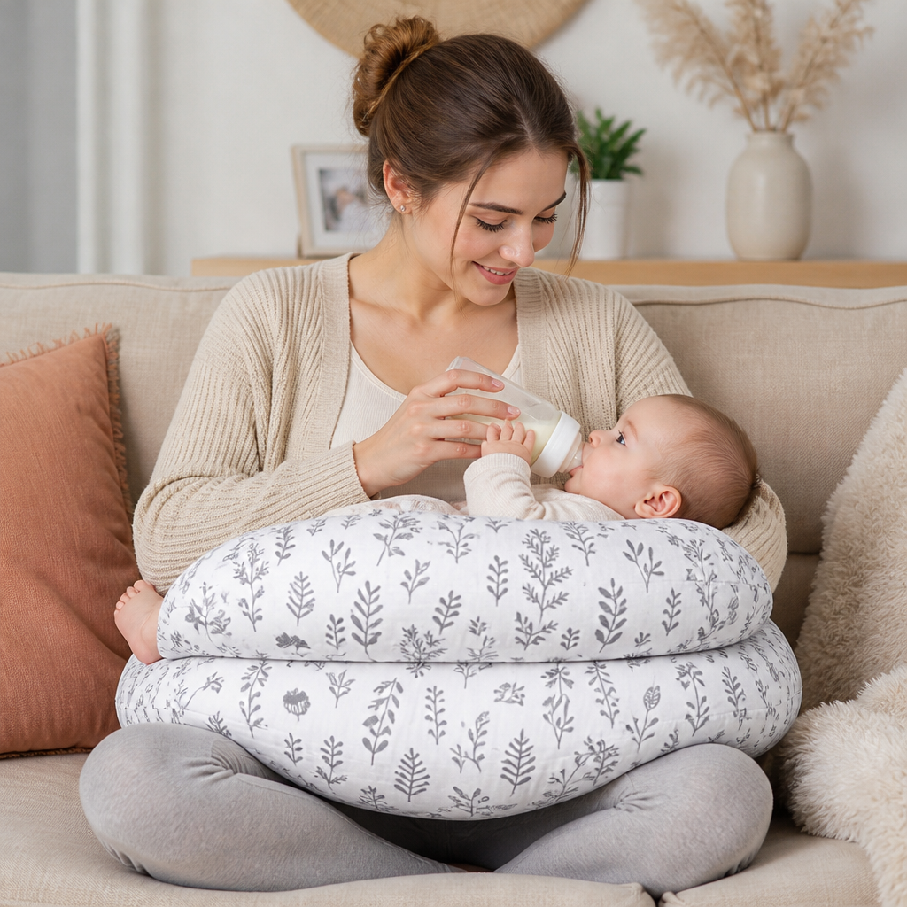 Multifunctional Nursing Pillow for Breastfeeding & Bottle Feeding with Removable Cover