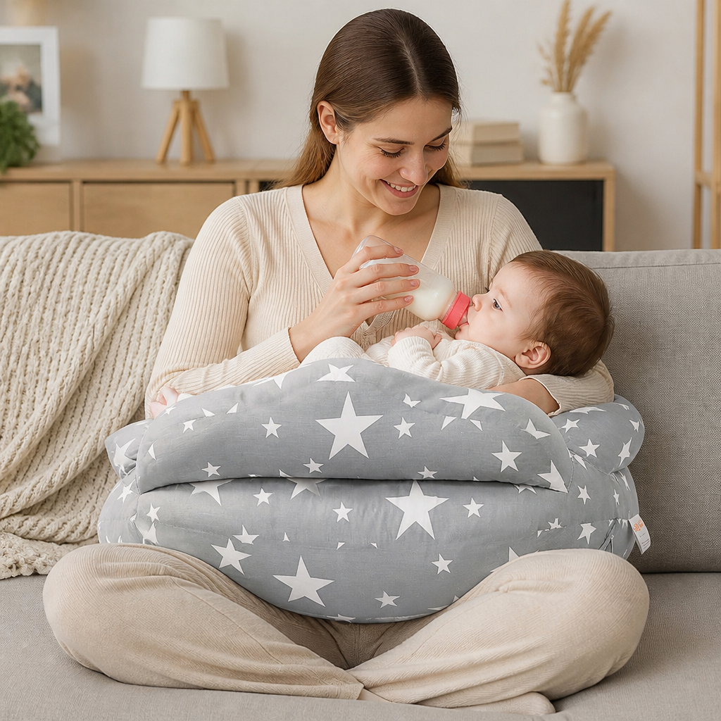 Multifunctional Nursing Pillow for Breastfeeding & Bottle Feeding with Removable Cover