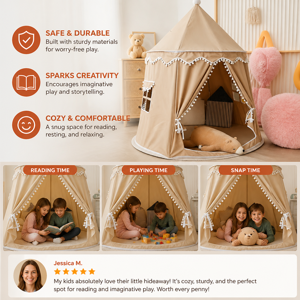 Cozy Kids Play Tent – A Charming Hideaway for Reading & Play