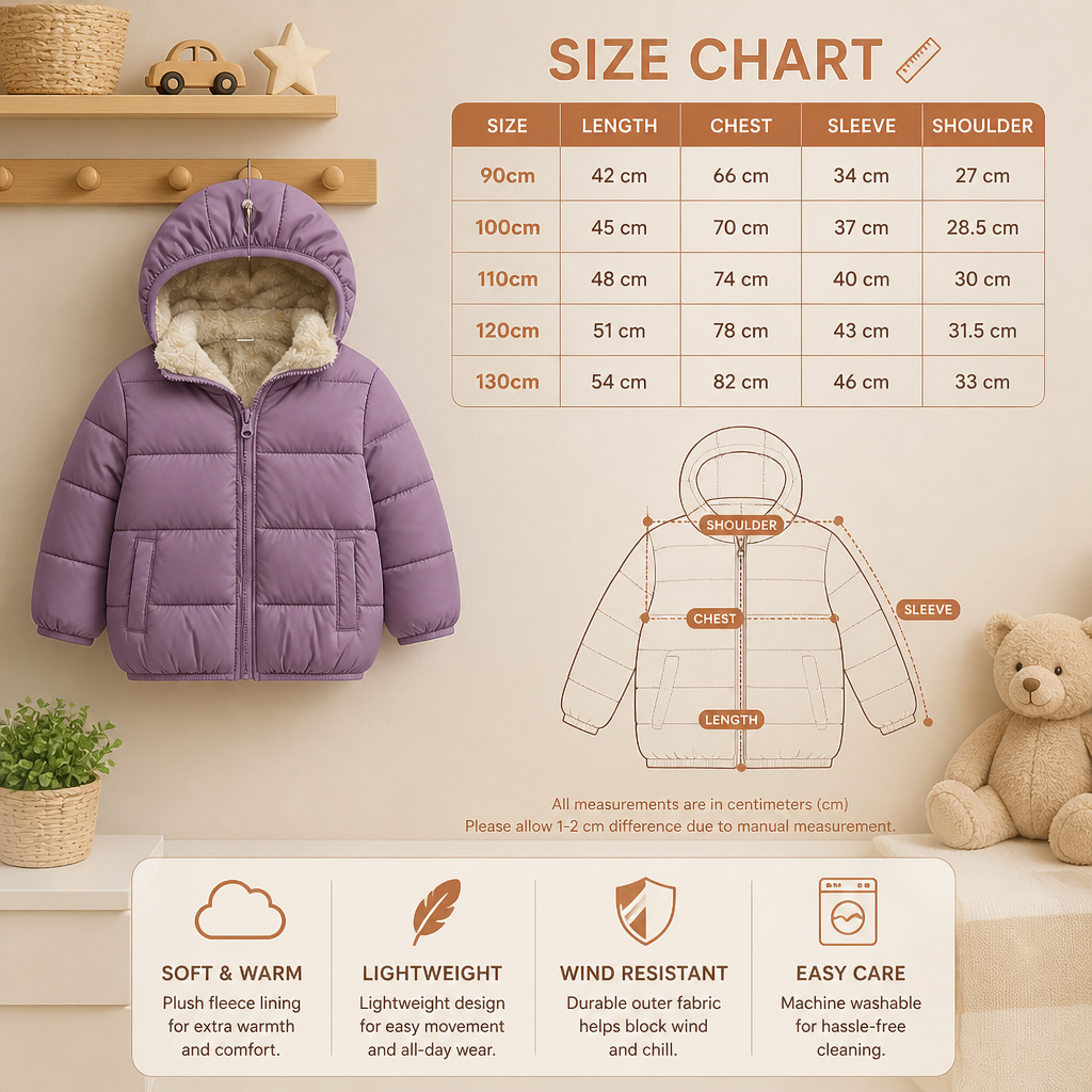Fleece-Lined Baby & Toddler Puffer Jacket