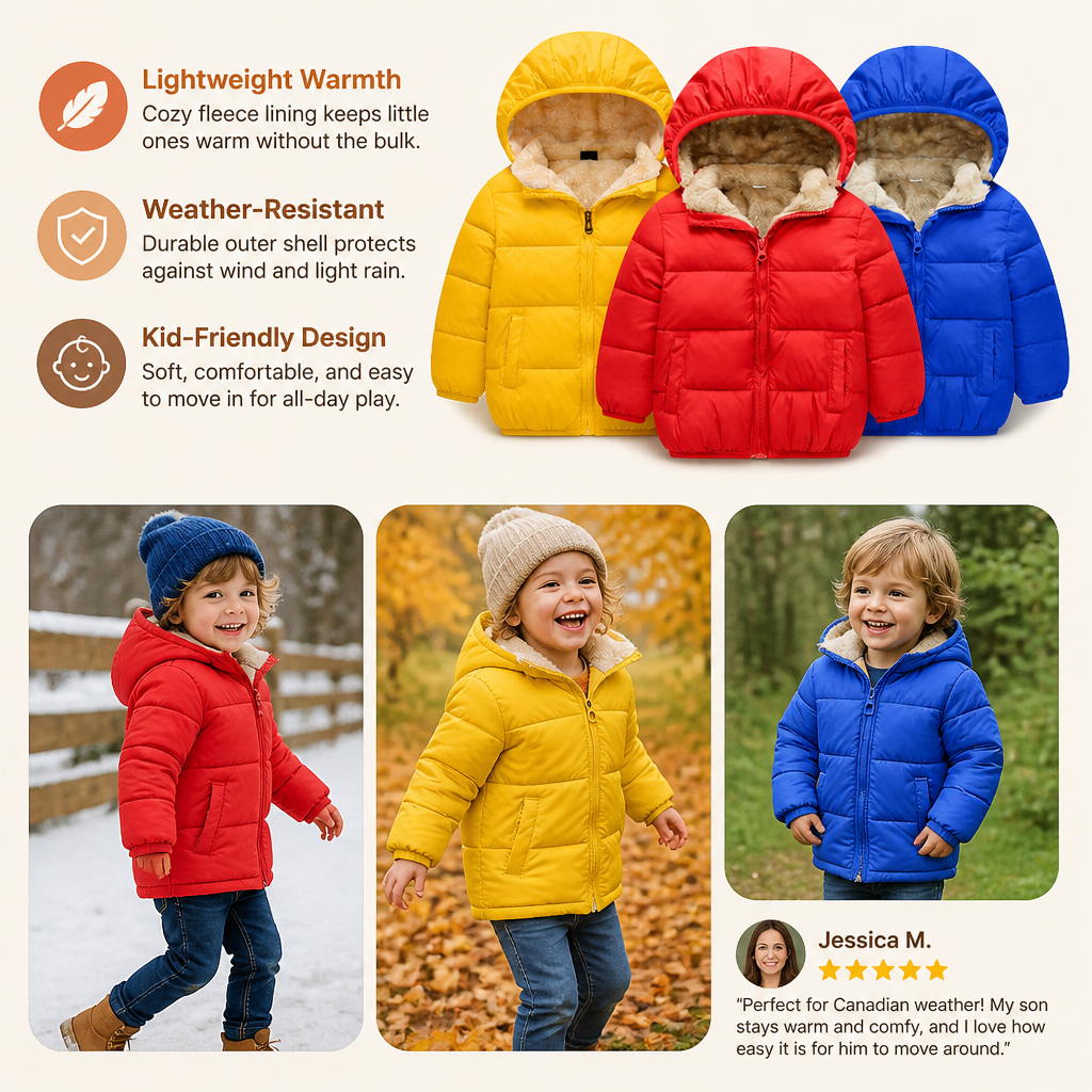 Fleece-Lined Baby & Toddler Puffer Jacket