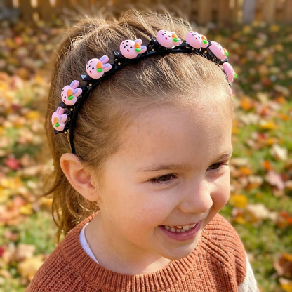 Cute Hair Clips & Bands for Girls with Flower, Strawberry & Rainbow Charms