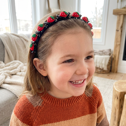 Cute Hair Clips & Bands for Girls with Flower, Strawberry & Rainbow Charms