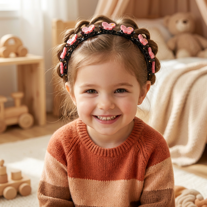 Cute Hair Clips & Bands for Girls with Flower, Strawberry & Rainbow Charms