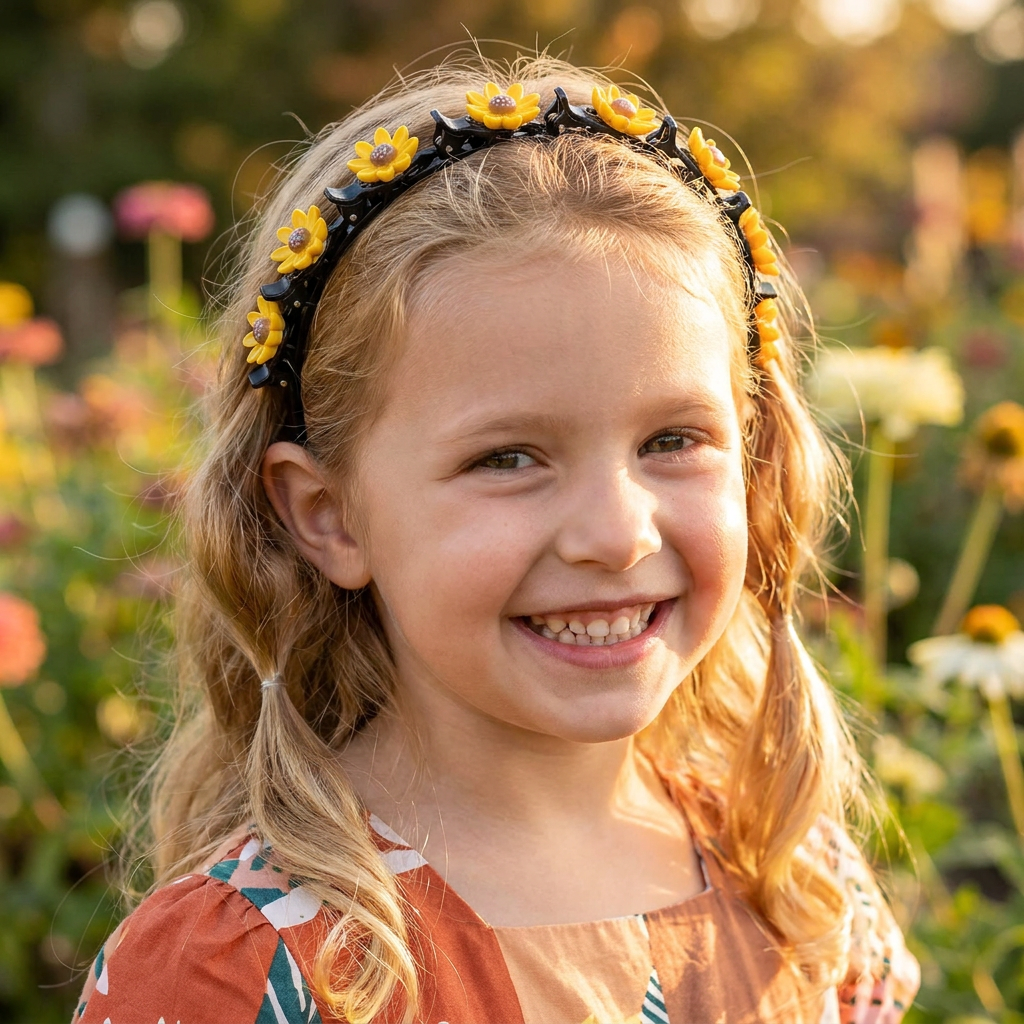 Cute Hair Clips & Bands for Girls with Flower, Strawberry & Rainbow Charms