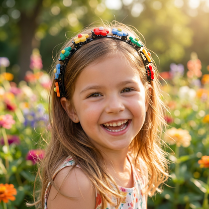 Cute Hair Clips & Bands for Girls with Flower, Strawberry & Rainbow Charms