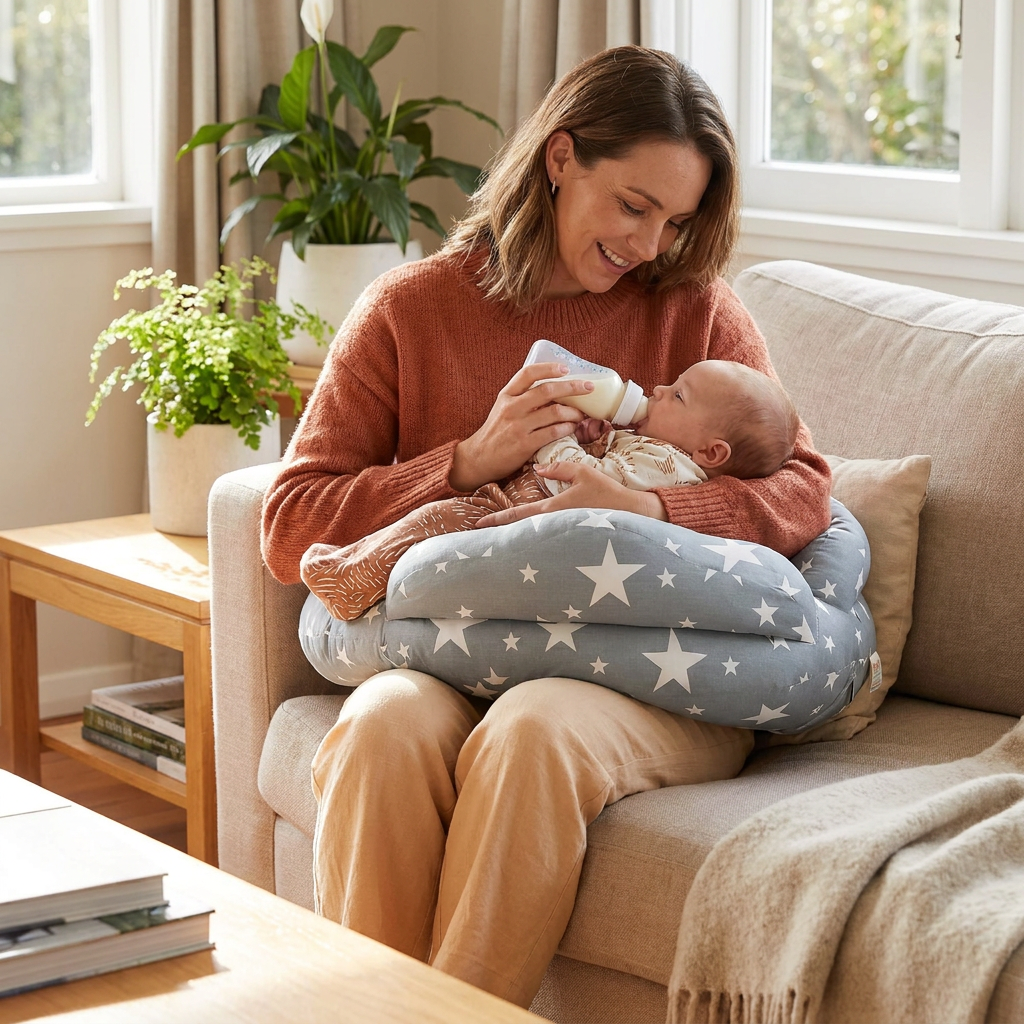 Multifunctional Nursing Pillow for Breastfeeding & Bottle Feeding with Removable Cover