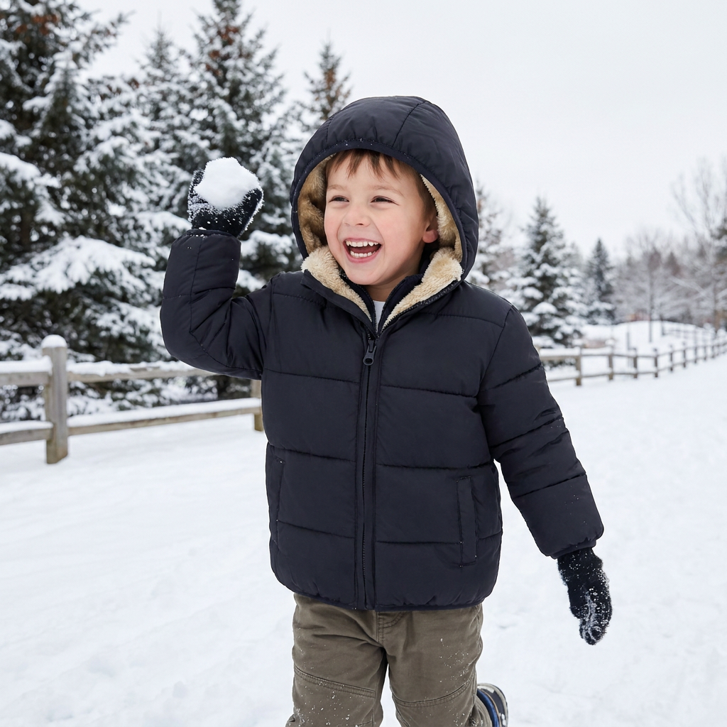 Fleece-Lined Baby & Toddler Puffer Jacket