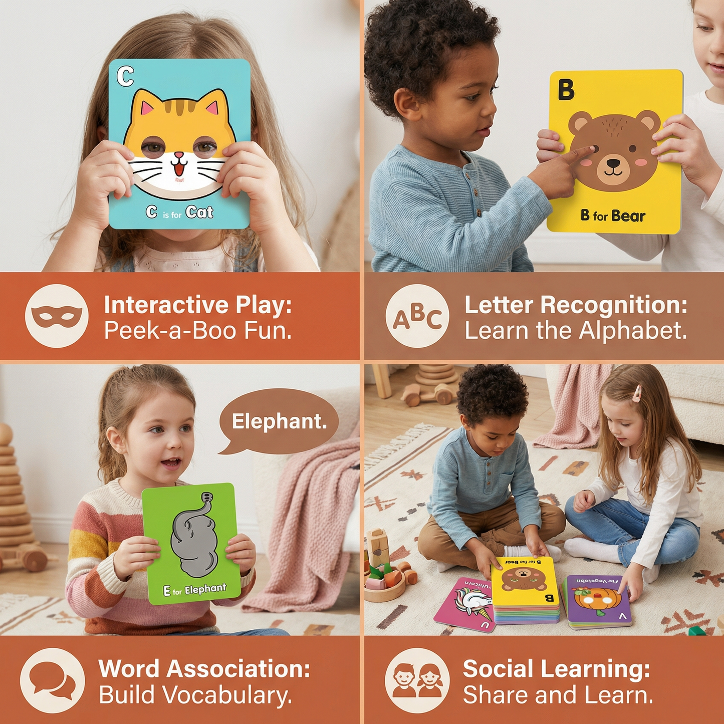 Alphabet Learning Cards with Animal Designs