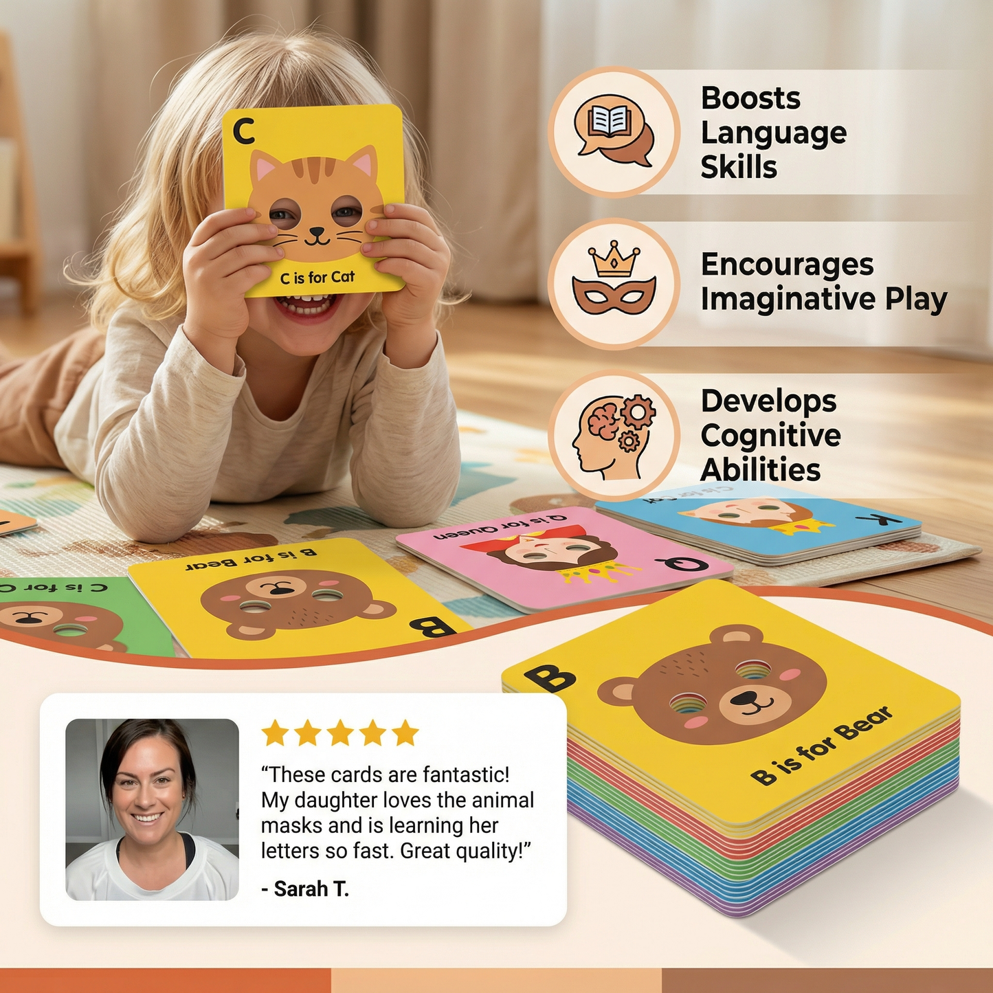 Alphabet Learning Cards with Animal Designs
