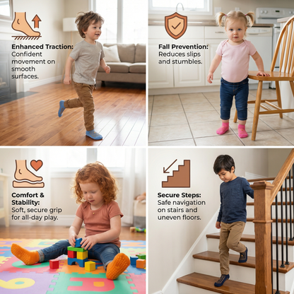Safe anti-slip socks and shoes for children
