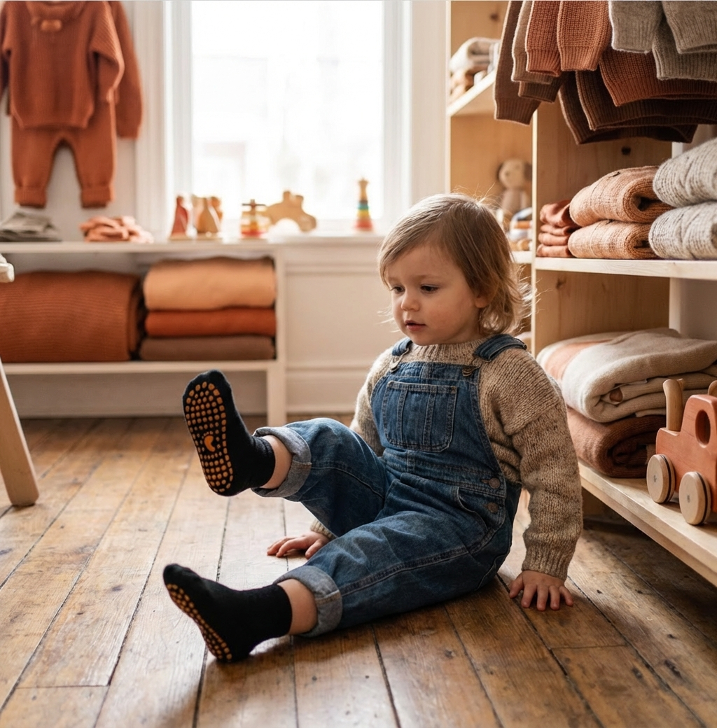 Safe anti-slip socks and shoes for children