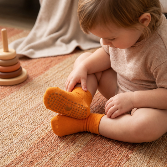 Safe anti-slip socks and shoes for children