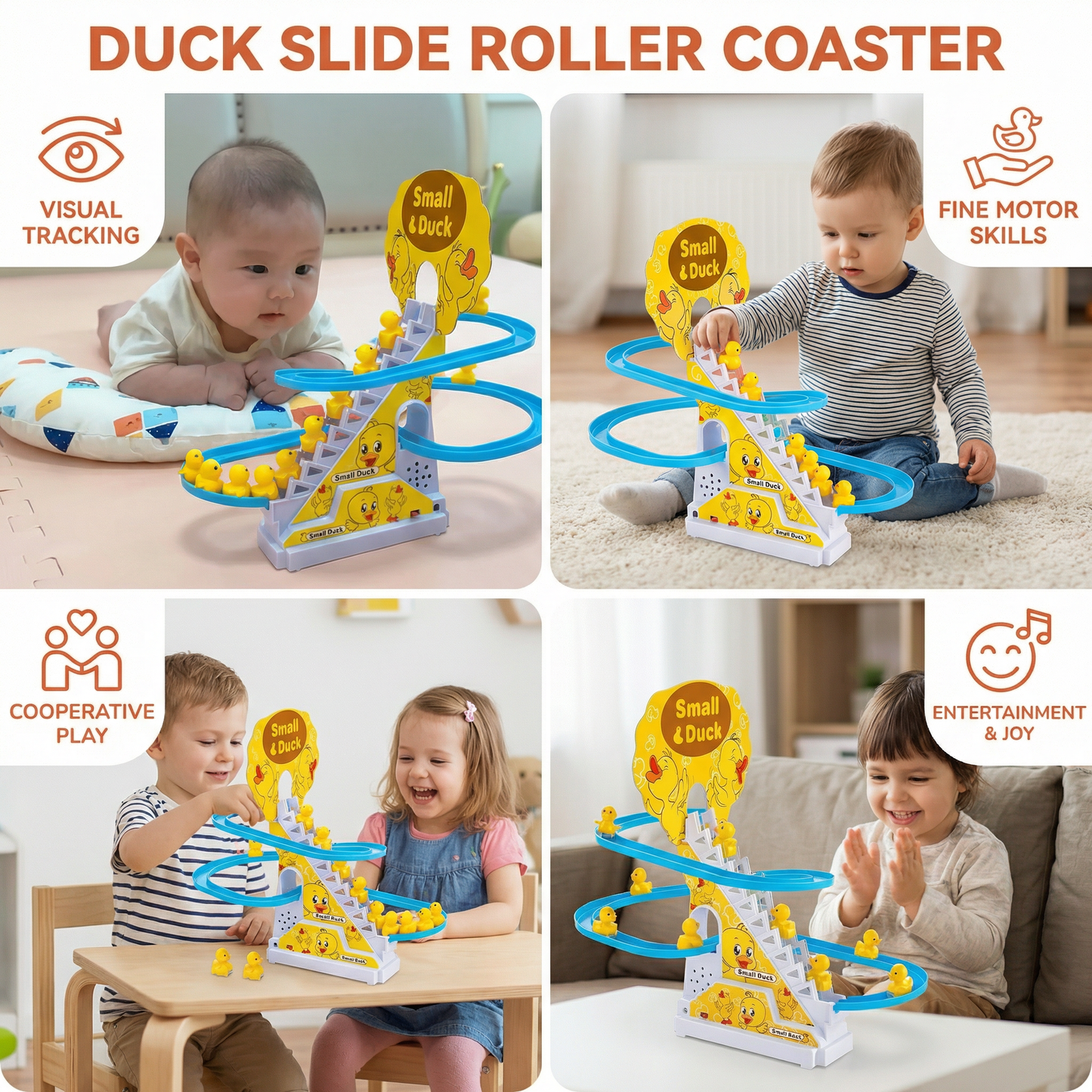Duck slide roller coaster toy