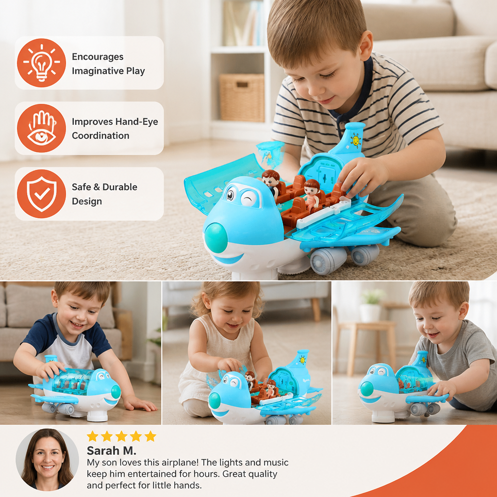 Driving Toy Airplane with Lights and Music