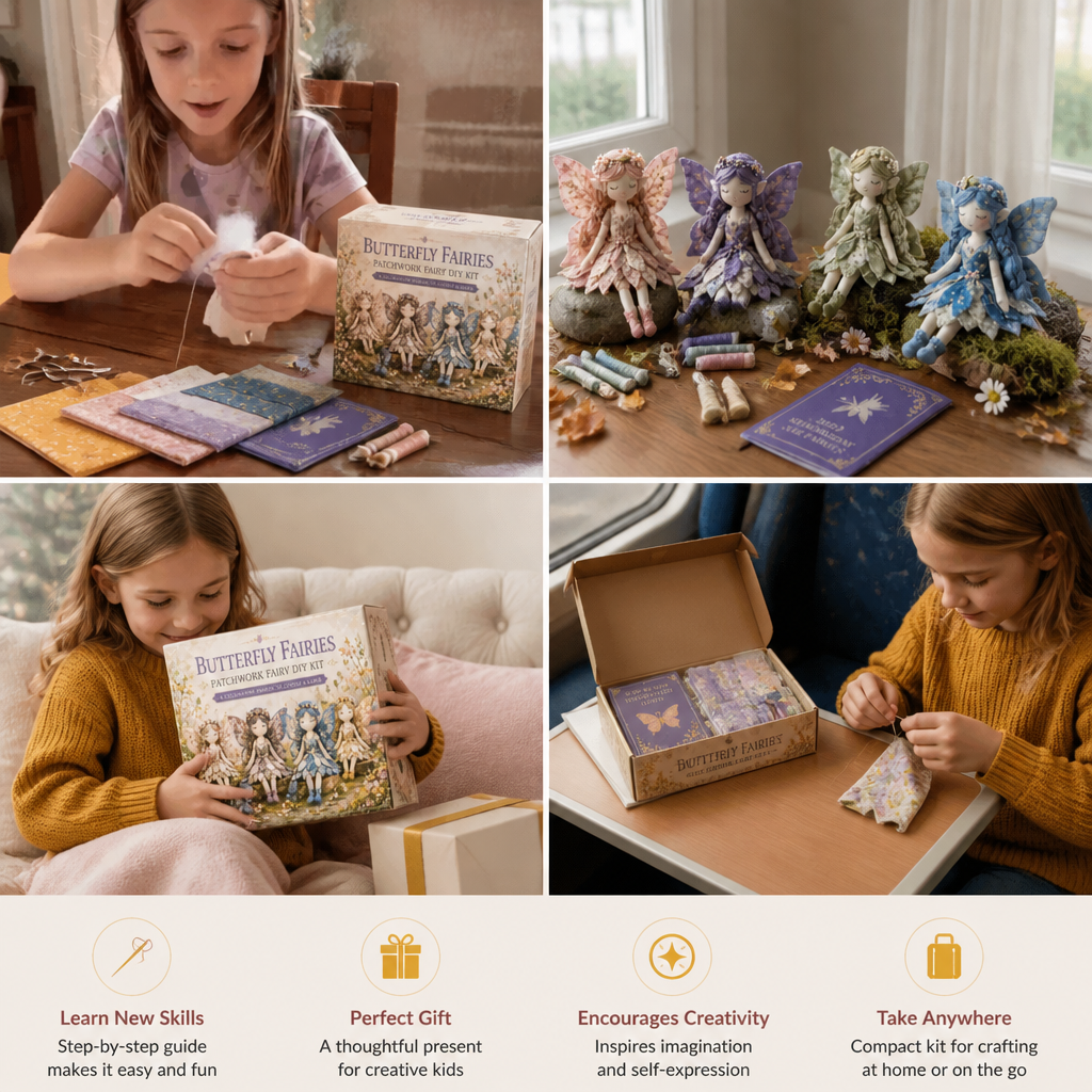 Fairy DIY Sewing Kit for Kids – Make Enchanting Fairy Dolls with Fabric, Accessories & Instructions