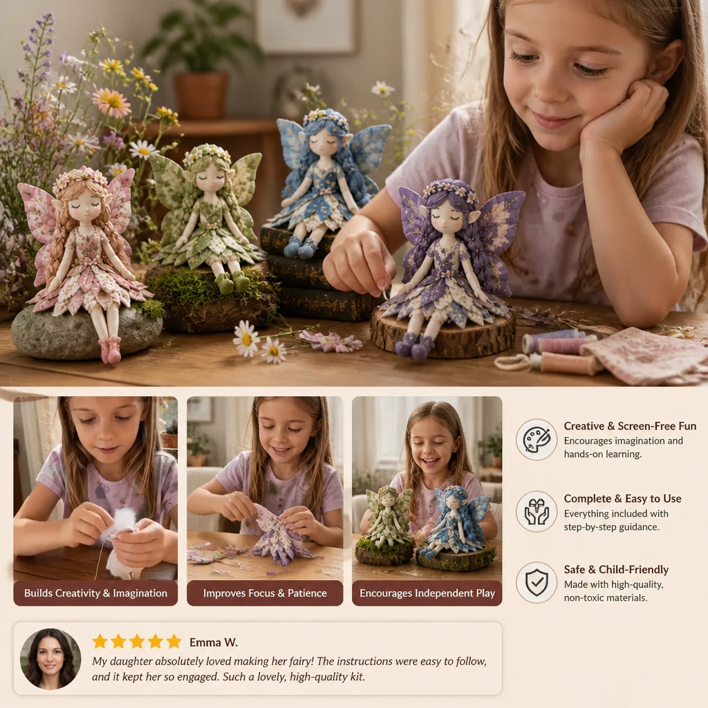 Fairy DIY Sewing Kit for Kids – Make Enchanting Fairy Dolls with Fabric, Accessories & Instructions