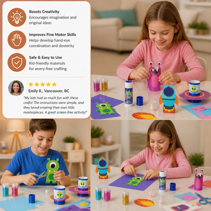 Kids Paper Crafts Box – 20 Easy DIY Arts & Crafts Projects for Ages 3–10 with Glue Stick, Tape & Envelopes