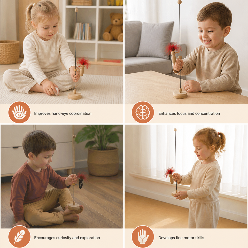 Wooden Woodpecker Learning Toy for Kids
