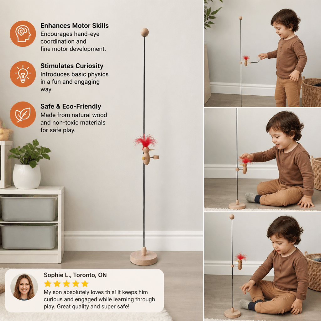 Wooden Woodpecker Learning Toy for Kids