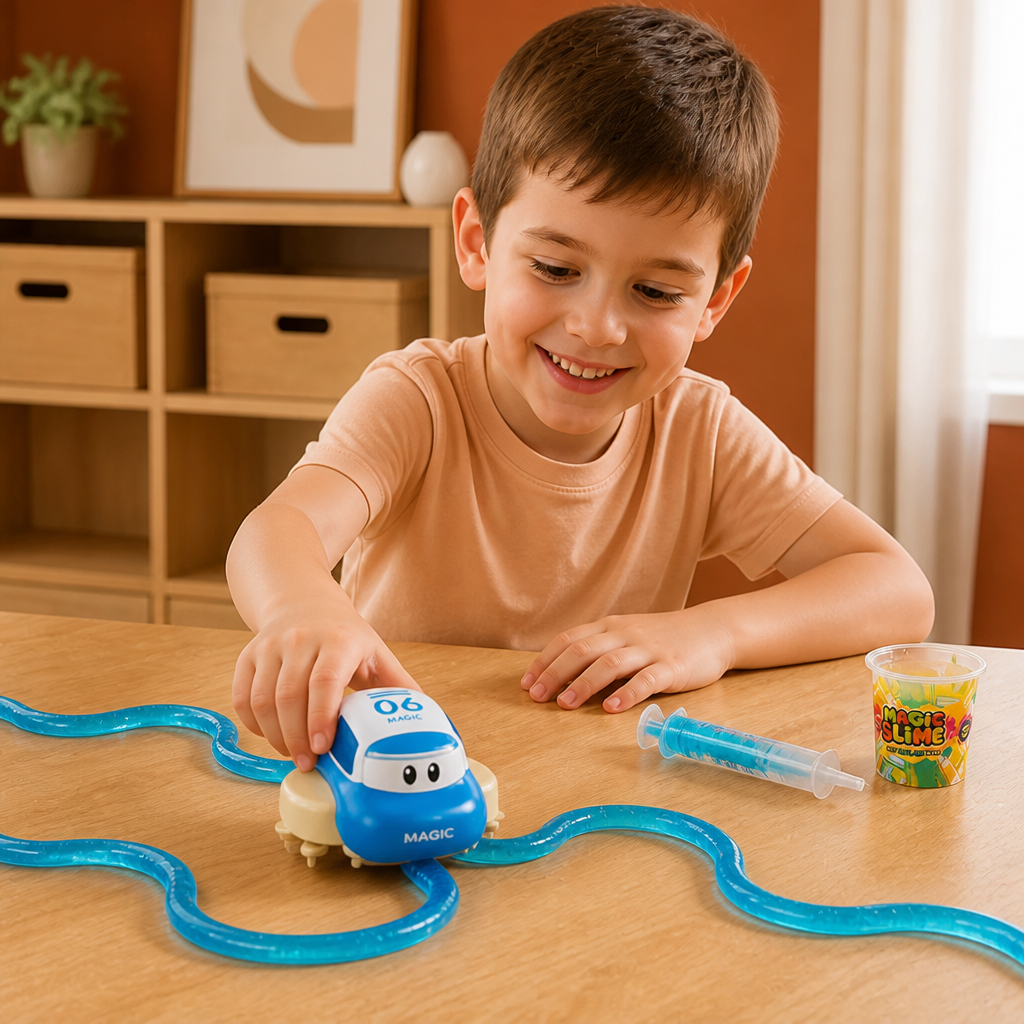 Magic Slime Race Track Set – DIY Electric Car Adventure