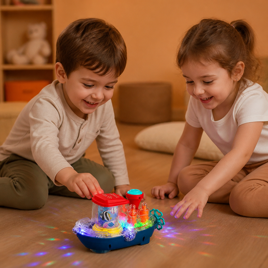 Light-Up Gear Boat – Musical Electric Toy Boat for Kids