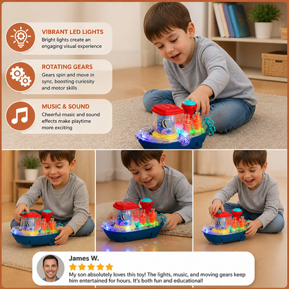 Light-Up Gear Boat – Musical Electric Toy Boat for Kids