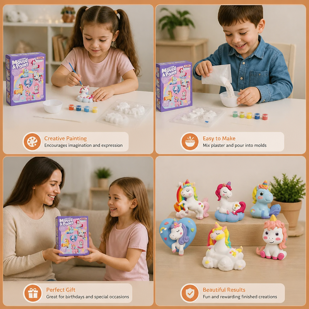 DIY Animal Plaster Painting Kit – Mold, Paint & Create Craft Set for Kids
