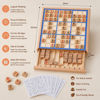 Wooden Sudoku Puzzle Board – Educational Logic & Math Game