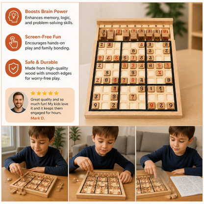 Wooden Sudoku Puzzle Board – Educational Logic & Math Game