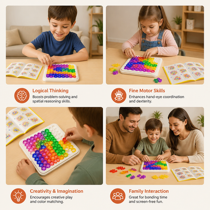 Rainbow Bead Puzzle Board – Logic & Problem-Solving Game