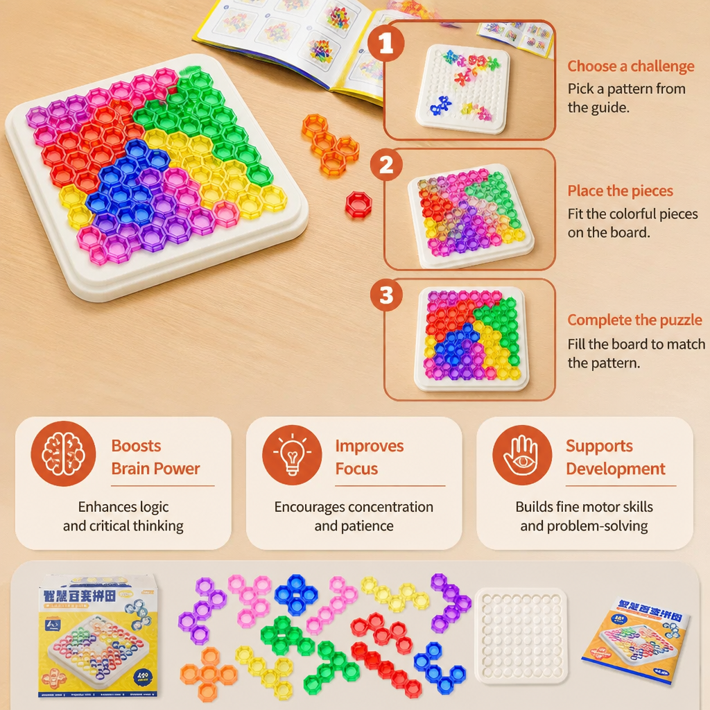 Rainbow Bead Puzzle Board – Logic & Problem-Solving Game