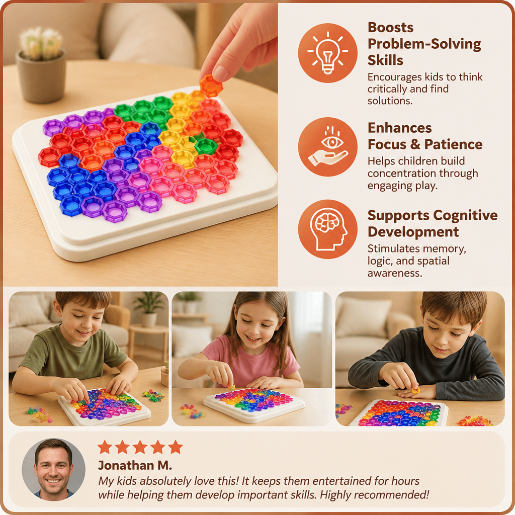 Rainbow Bead Puzzle Board – Logic & Problem-Solving Game