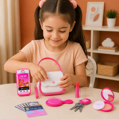 Kids Pretend Play Handbag Set with Phone, Makeup & Accessories