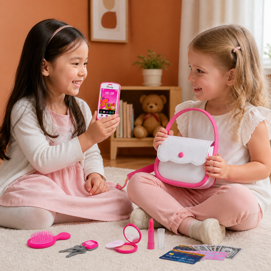 Kids Pretend Play Handbag Set with Phone, Makeup & Accessories