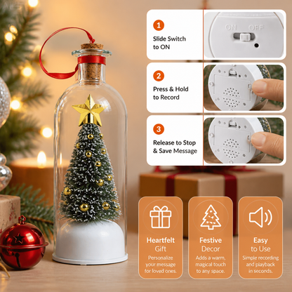 Recordable Christmas Message-in-a-Bottle Ornament with Voice Playback
